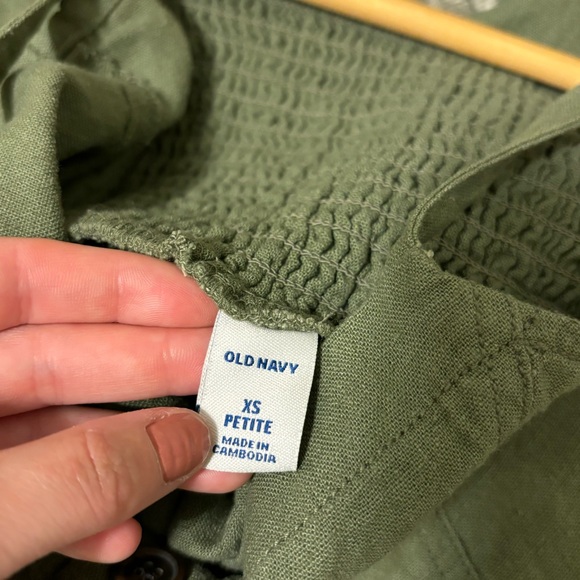 Green linen blend jumpsuit XSP - Picture 3 of 4